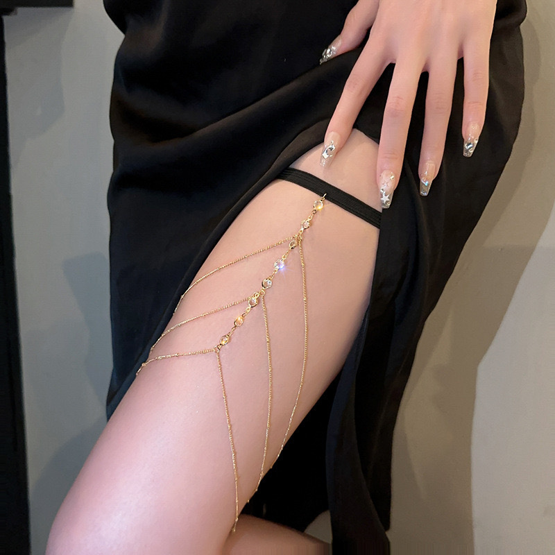 Spice Girls Nightclub All-match Sexy Leg Chain Personalized Super Flash Gold Multi-layer Chain Thigh Decorative Chain Body Chain Leg Ring Spice Girls Nightclub All-match Sexy Leg Chain Personalized Super Flash Gold Multi-layer Chain Thigh Decorative Chain Body Chain Leg Ring