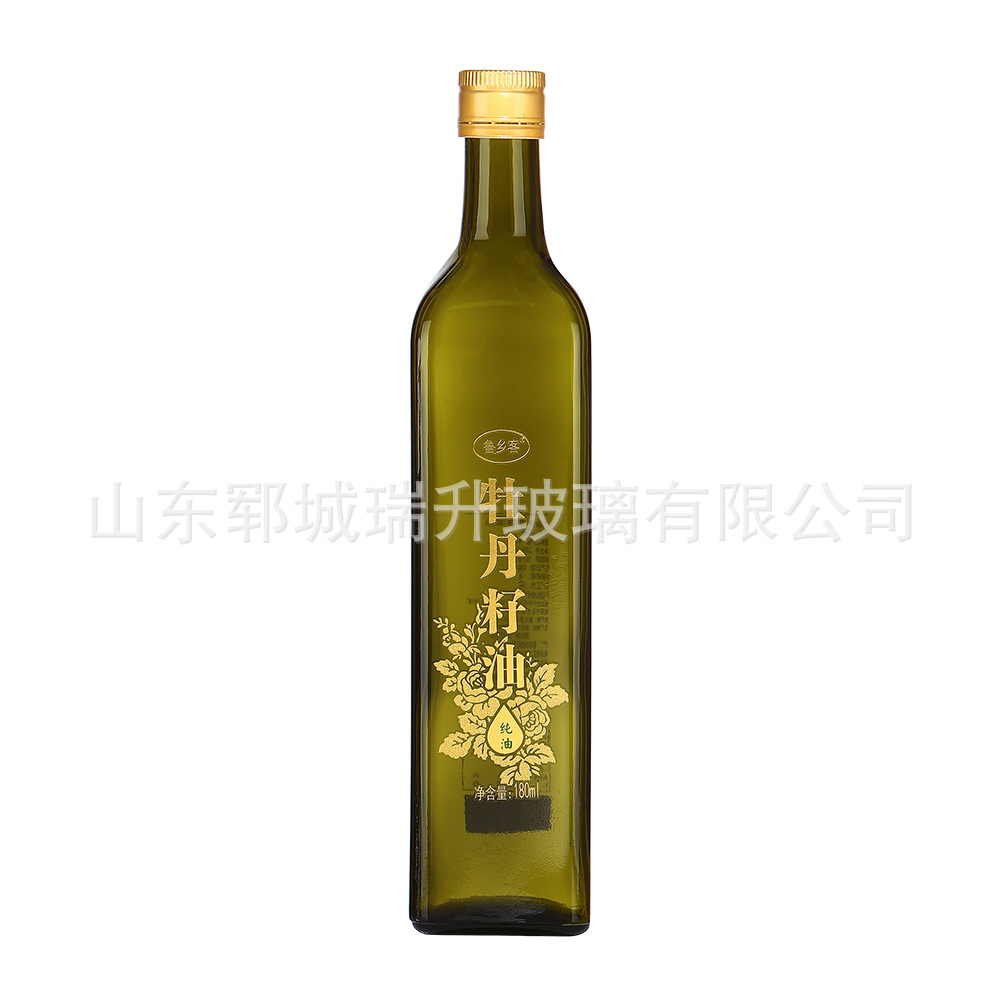 橄榄油瓶山茶花核桃芝麻油瓶空瓶密封防漏加厚玻璃倒装油瓶