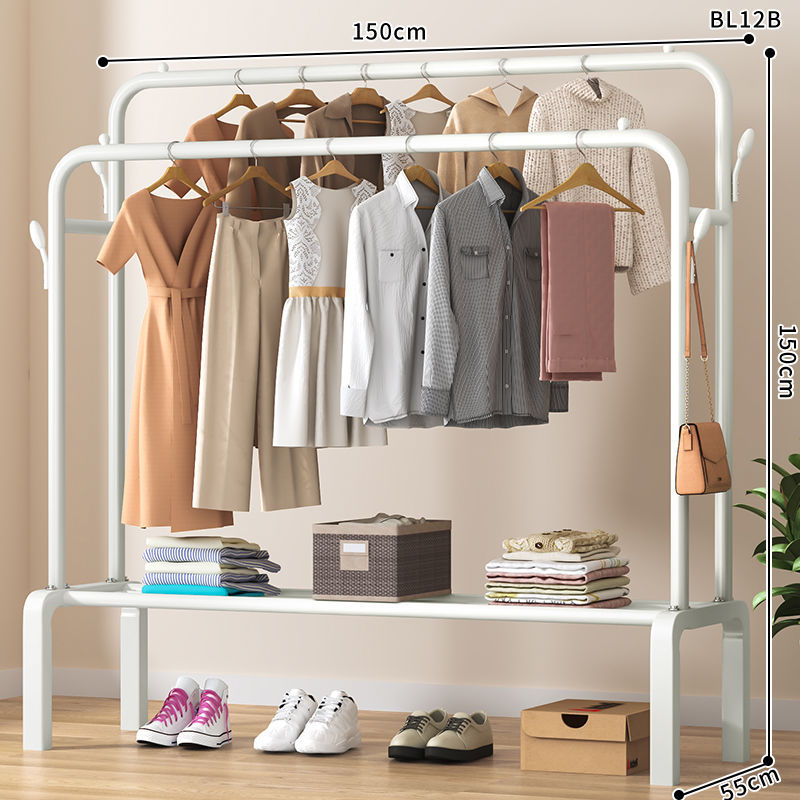 [더블 폴 업그레이드] 150cm 흰색 + 4 옷 후크