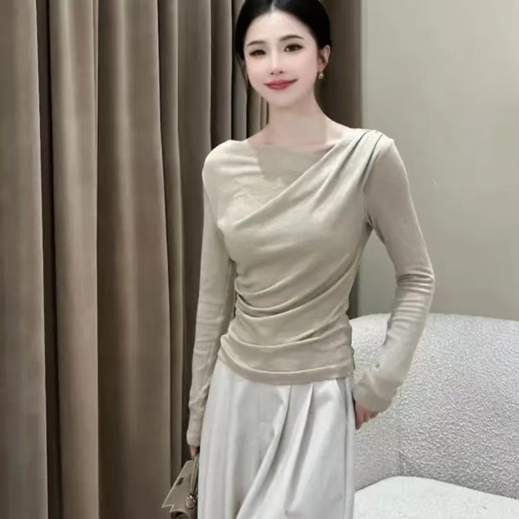 一件代发爆款气质不规则小衫女2025秋季新款时尚洋气修身显瘦上衣|undefined