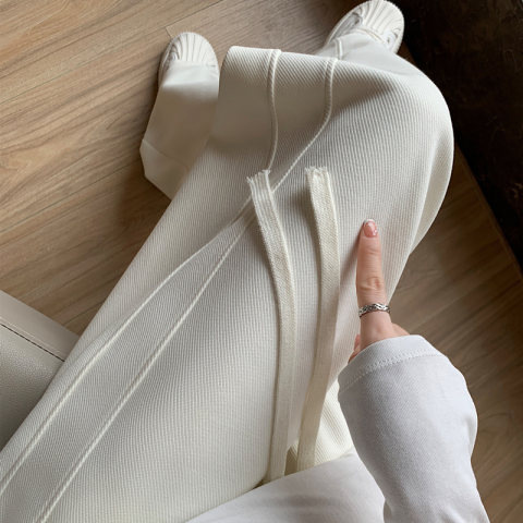 New style simple sweatpants for women in spring and autumn 2024 high waist and hanging loose straight casual pants banana wide-leg pants