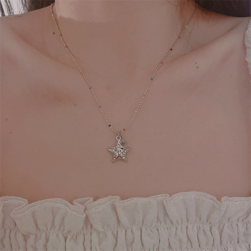 Sweet smiling face, flower, love beaded necklace, female niche, versatile colorful clavicle chain, temperament, design, accessories fairy