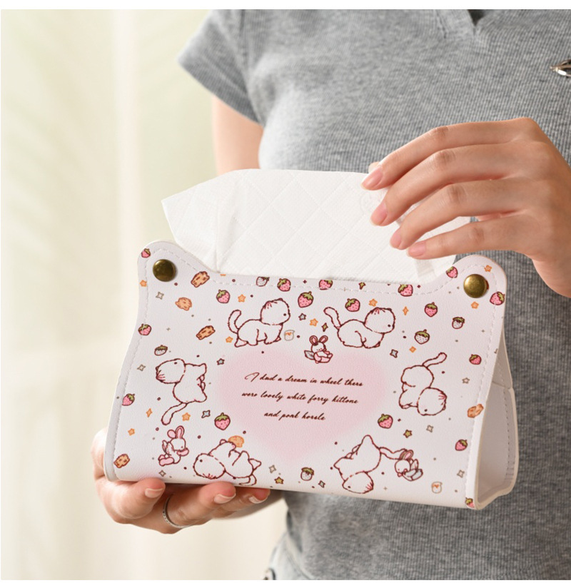 Home tissue box for living room, creative dining room, cartoon kitten, car tissue storage, cute heart-shaped cat tissue box set
