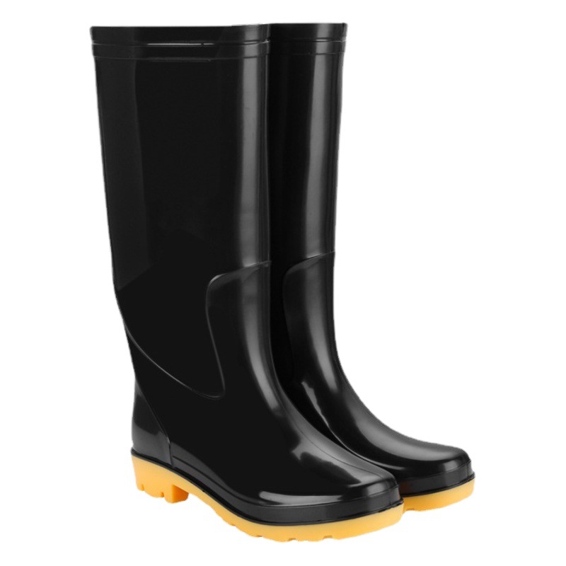 Zapatos de agua de sitio de construcción de fondo suave al aire libre negro protección laboral industrial y minera trabajo impermeable Botas de lluvia altas para hombres