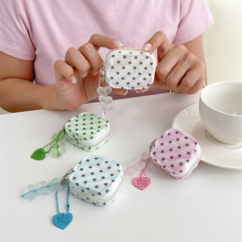 Simple marble pattern with gold-plated polka dots suitable for Airpods 4/pro 3 earphone protective case for second and third generation new models