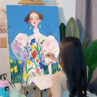 数字油画2024新款手工diy打发时间手作年轻人涂色填充丙烯油彩画