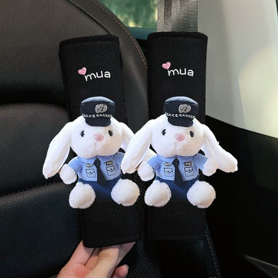 doll car seat belt shoulder — Seat belt shoulder pad - security-traffic-police-little-rabbit-blue-uniform-ice-silk-seat-belt-shoulder-pads-2-pieces
