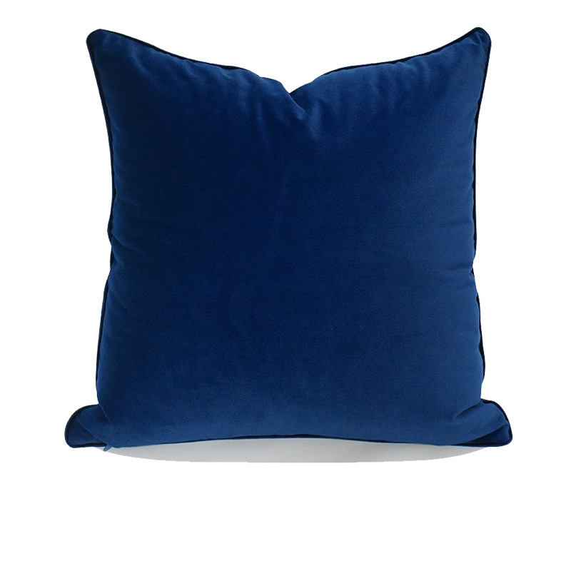 Home Dark Blue Double-Sided Plush Sofa Pillow Model Room Accessible Luxury Soft Decoration Pure Color Bedside Cushion Drop Shipping