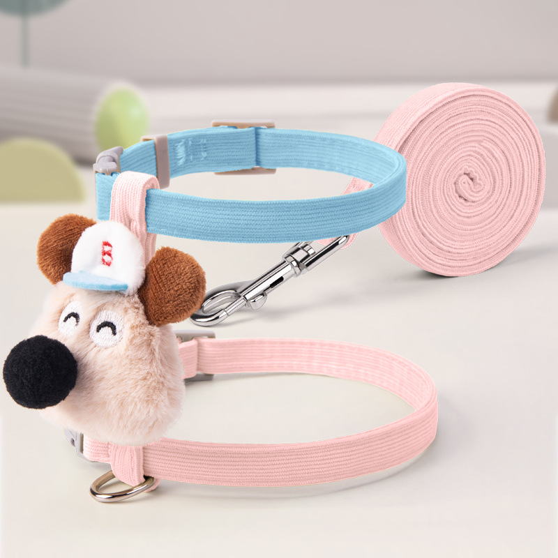 Cuerda de tracción de dibujos animados para gatos, linda salida, anti-liberación, títeres de mascotas ajustables en forma de I para perros pequeños de peluche