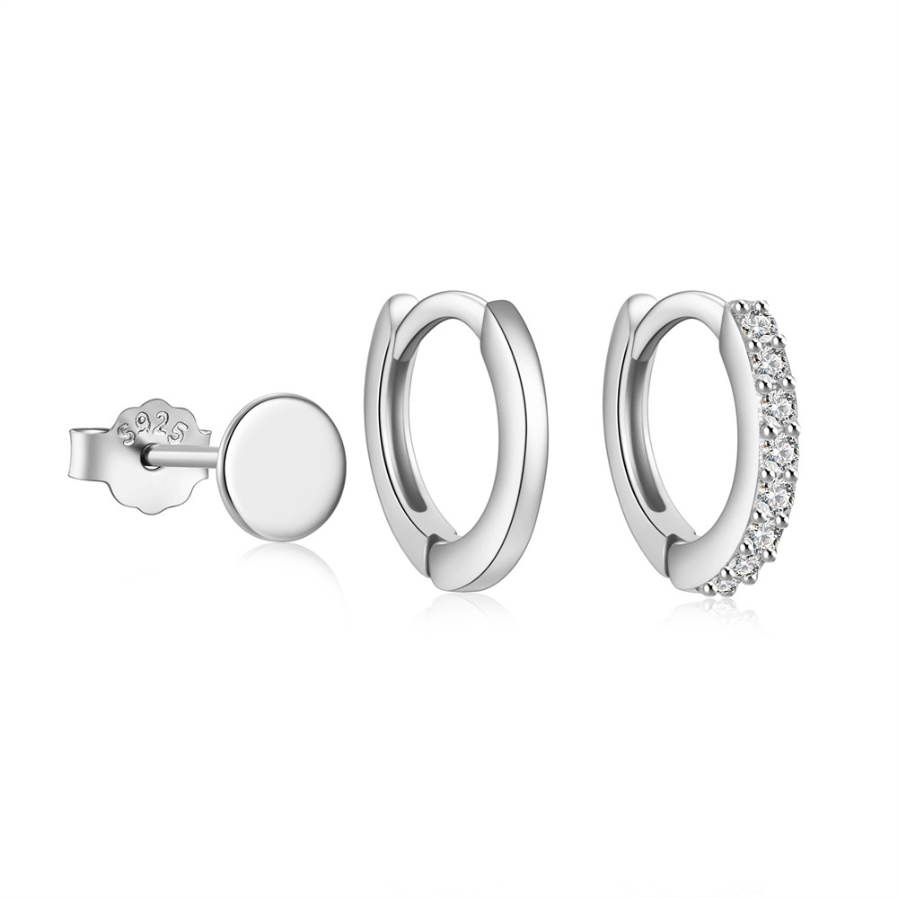 3g Weight Hoop Earrings, Ear Studs Classification 1 Set Quantity Daily Occasion 925 Sterling Silver Material Star, Butterfly Pattern Women's Gender Plating Design Simple Style Style 1 Set 925 Sterling Silver Star Butterfly Hoop Earrings Ear Studs 83