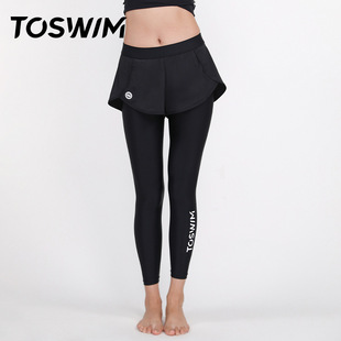 TOSWIM swimming trunks women's sports yoga trousers fitness pants anti-exposure pantskirt split trousers high waist jellyfish pants