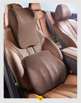 Headrest: Cross-border memory foam car - 1-headrest-1-waist-brown