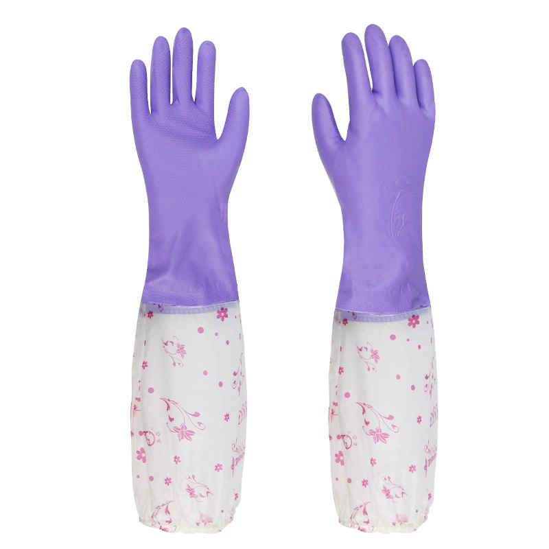 Dishwashing gloves women's fleece-lined for home kitchen laundry housekeeping washing dishes rubber waterproof non-slip rubber cleaning toilet