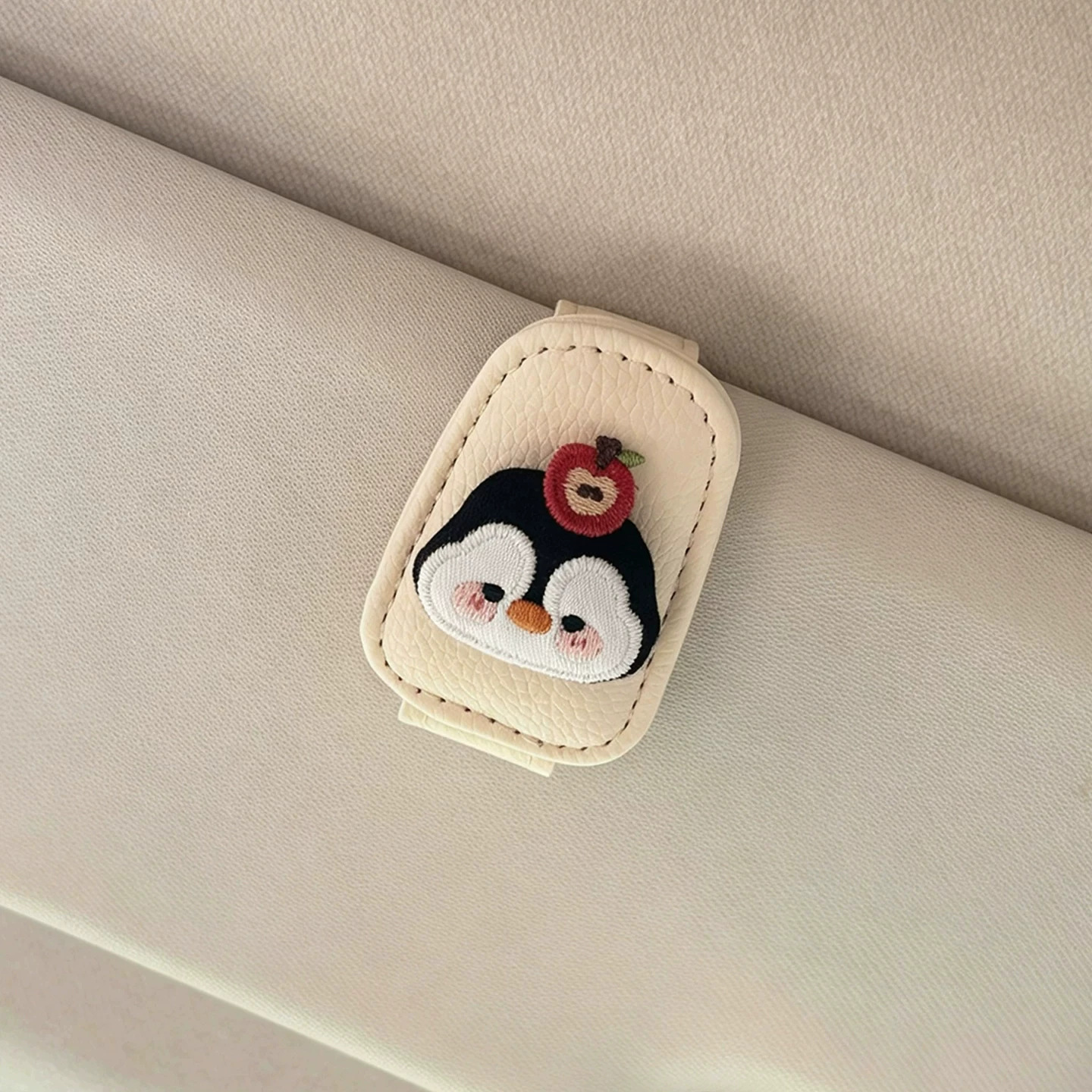 차량용 선바이저 펭귄 안경걸이 선글라스 영수증 보관 클립