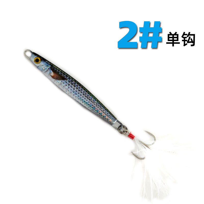 Luya Placa de hierro plomo pescado biónico cebo falso Pesca de Mar tiro largo lentejuelas cebo falso tres ganchos placa desnuda cebo de imitación al por mayor