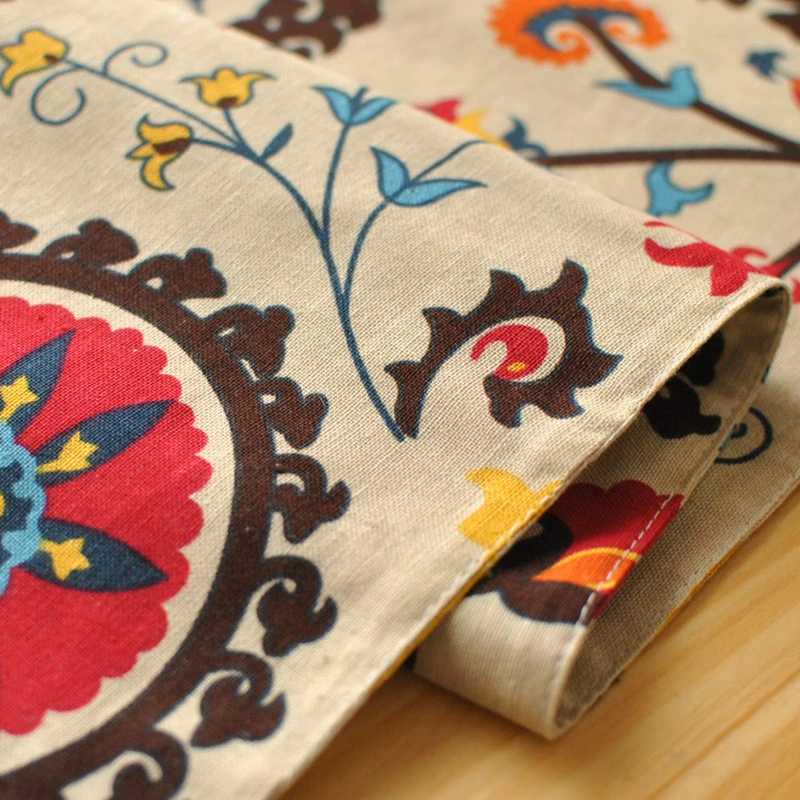 Ethnic coffee table, ethnic style, cotton and linen, flowered, boho style, direct factory sales