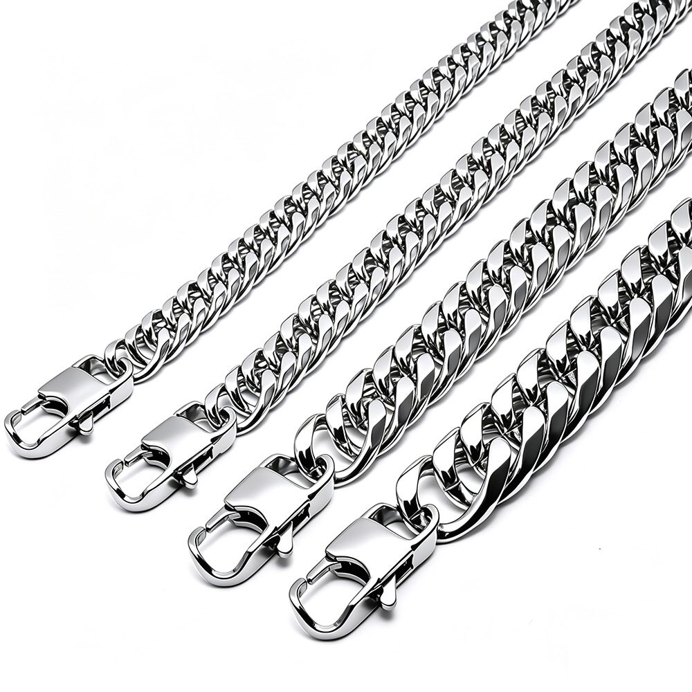 2025 k-estilo de tendencia creativa personalizada, collar de acero inoxidable y titanio, pulsera, cadena para hombres, hebilla cuadrada, cadena cubana para hombres