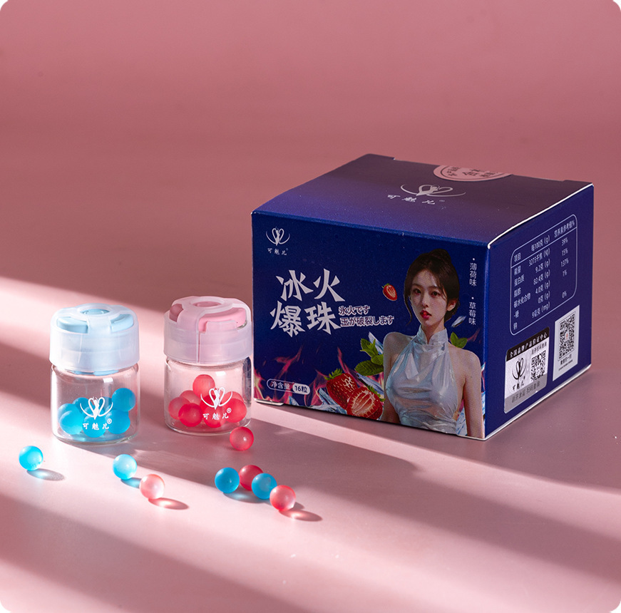 Ke Meier Ice Hot Hot Hot Beads Peppermint + fresa lubricante gel de placer femenino adultos artículos sexuales al por mayor
