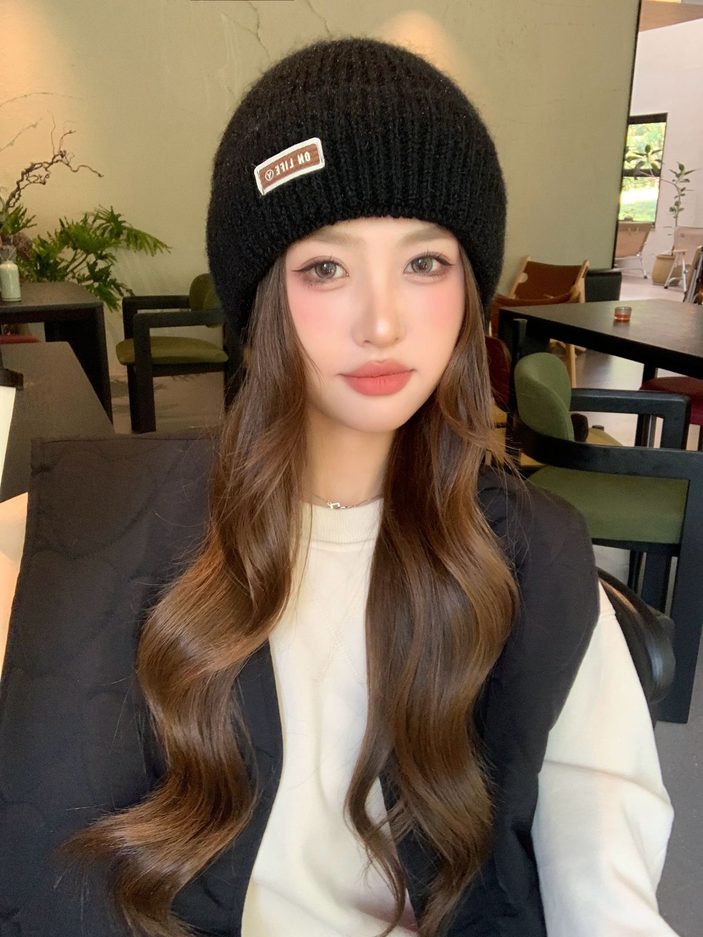 Solid Color Large Head Circumferece Face Slimmig Postpartum Autum Witer Fleece Lied Cold Thick Kitted Hat For_voghion.com