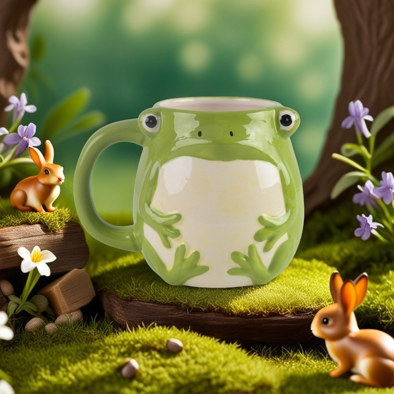 Taza de Cerámica con Forma de Rana – Diseño Tridimensional