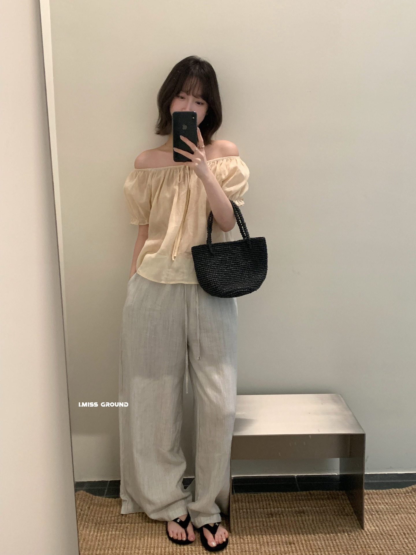 Áo sơ mi nữ tay bồng dây rút chất liệu ramie phong cách Pháp — xanh đậm, màu hồng, Xanh nước, ngọc trai trắng chi tiết 29