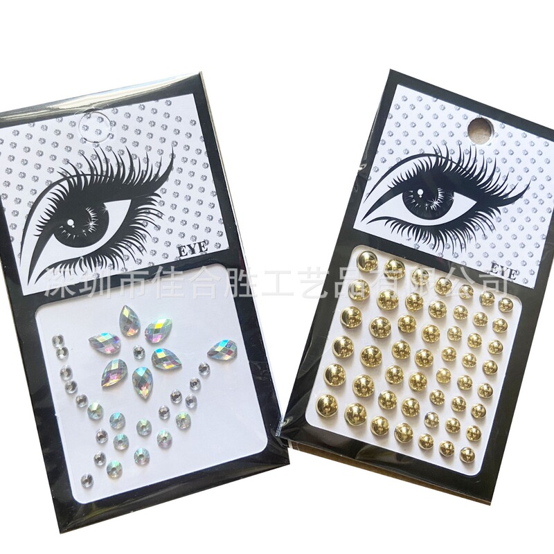 Creative DIY holiday face stickers acrylic stickers resin eye stickers party eyebrow stickers European and American beauty stickers cross-border Diamond stickers