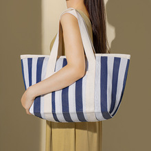草编彩色条纹编织托特包女夏季旅游沙滩包休闲单肩腋下包手提包
