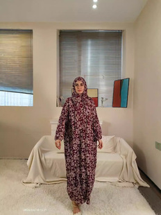 Muslim women traditional scarf worship service comfortable breathable African printed robe