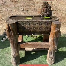 仿古石槽石雕鱼缸花盆青石养鱼池中式庭院园林室外方形流水摆件