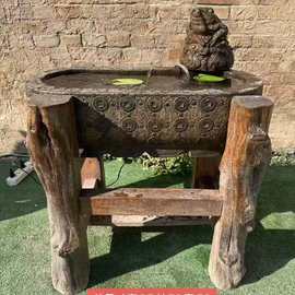 仿古石槽石雕鱼缸花盆青石养鱼池中式庭院园林室外方形流水摆件