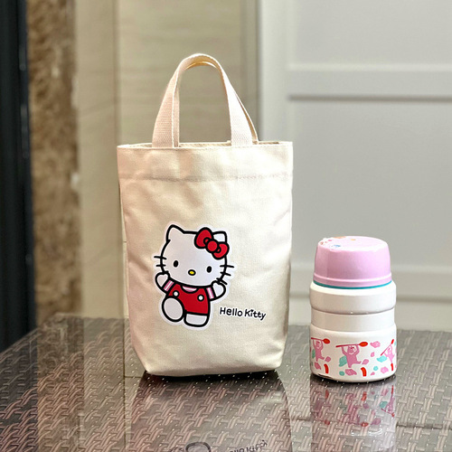 Sanrio genuine authorized canvas small fresh portable water cup bag stew beaker cover work hand carry cosmetic bag women's bag