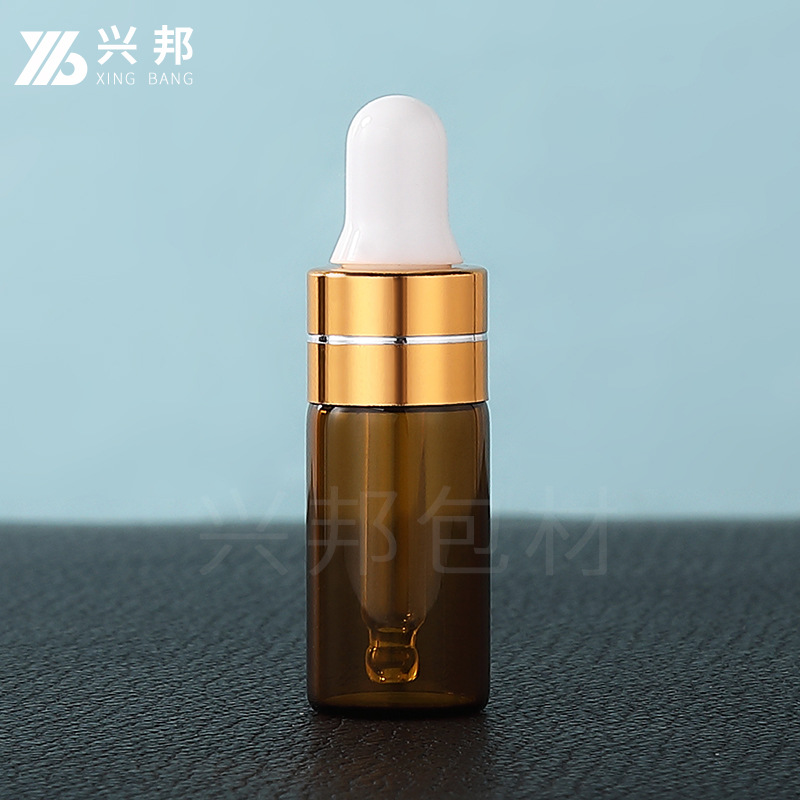 En stock botella cuentagotas 2ml 3ml 5ml botella de vidrio transparente esencia pequeña botella de muestra botella de líquido original botella de aceite esencial sub-botella