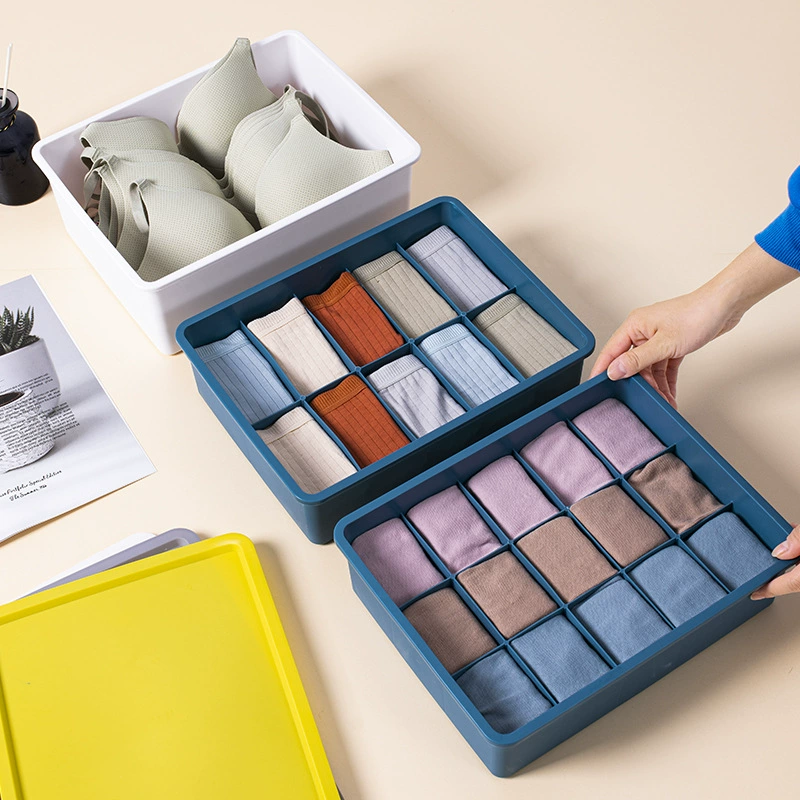 Ящик для хранения нижнего белья контрастного цвета с крышкой пылезащитный ящик для хранения отделение нижнее белье бюстгальтер носки Бытовая пластиковая Органайзер