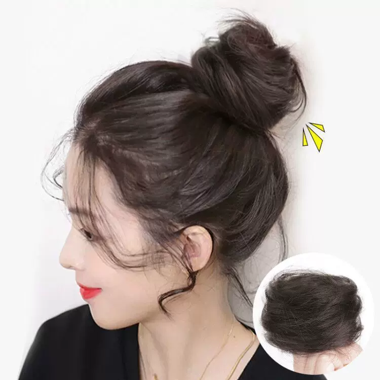 丸子头假发圈假发女网红真发蓬松花苞头盘发器假发包古风发饰卷发