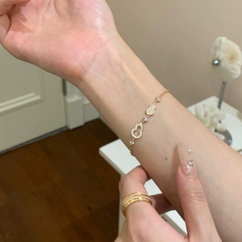 S925 スターリングシルバーひょうたんブレスレット女性のニッチデザイン気質ブレスレットマイクロ象嵌ジルコンインインターネットセレブハンドジュエリー卸売|undefined