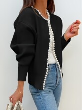 H 10395 Pearl Trim Knit Sweater ���������֯�� �羳ŷ��