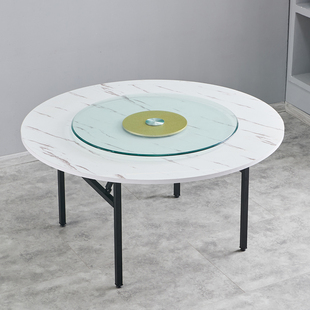 A6T Household Folding Round Stainless Steel Wrapped Edges Dining Table Restaurant Snack Food Table 6 People 8 People 10 People People's Congress Round Table