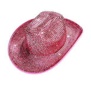 Cross-Border Pink Colorfuled Diamond Cowboy Hat, Handmade Full Diamond Colorfuled Diamond Performance Hat, Prom Party Diamond Cowboy Hat