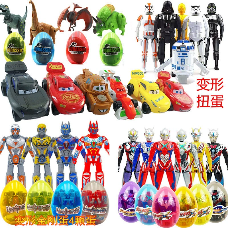 Аниме Трансформация Яйцо Пакет Мстители Пони Автомобиль Сюрприз Gashapon Машина Детские игрушки для раннего образования Подарки Прямая поставка