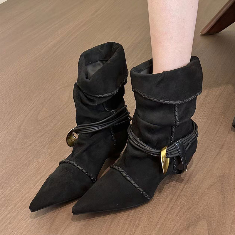 Women's Pointed Toe Suede Over The Knee Boots Autumn Winter_voghion.com