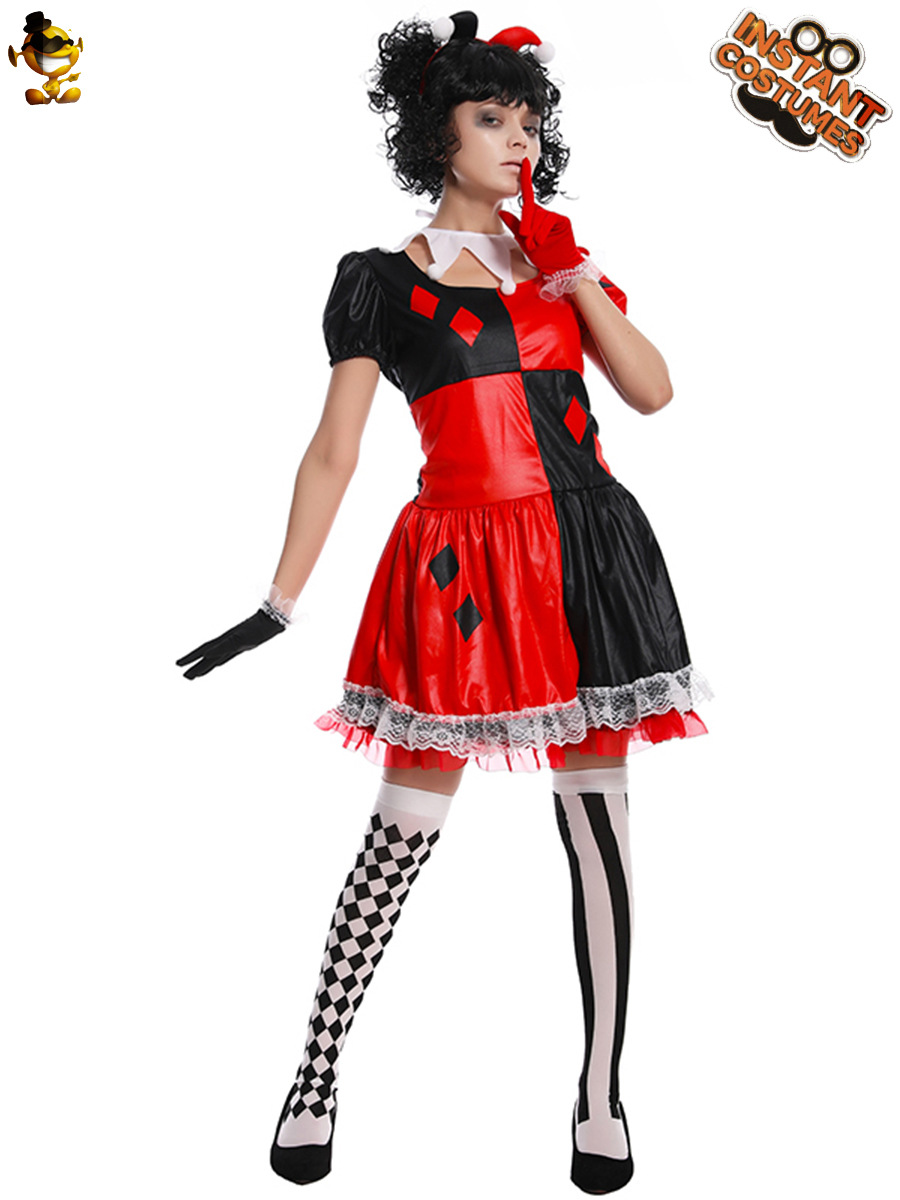Halloween adulto grande de las mujeres del corazón rojo payaso Cosplay traje etapa rendimiento partido ropa distribución al por mayor