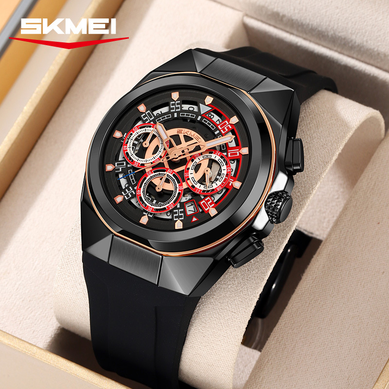 Momento de belleza para hombres cronógrafo multifuncional silicona calendario impermeable relojes de pulsera relojes de cuarzo puntos transfronterizos al por mayor