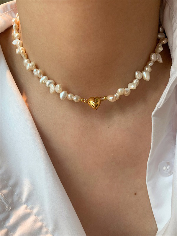 Geometric Pattern 1 Piece Freshwater Pearl Shell Pearls Bracelets Necklace