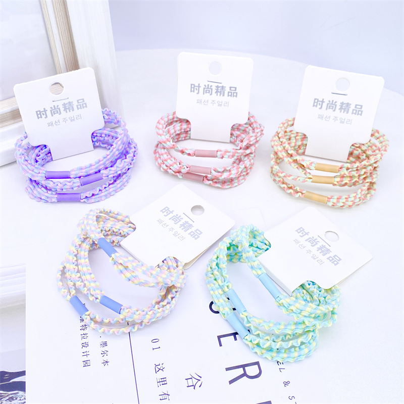 Estilo coreano accesorios para el cabello básico doble encaje renderizado trenza cuerda de pelo 3 Orden Tarjeta de tamaño de la barra de la cuerda del pelo banda de goma anillo de pelo