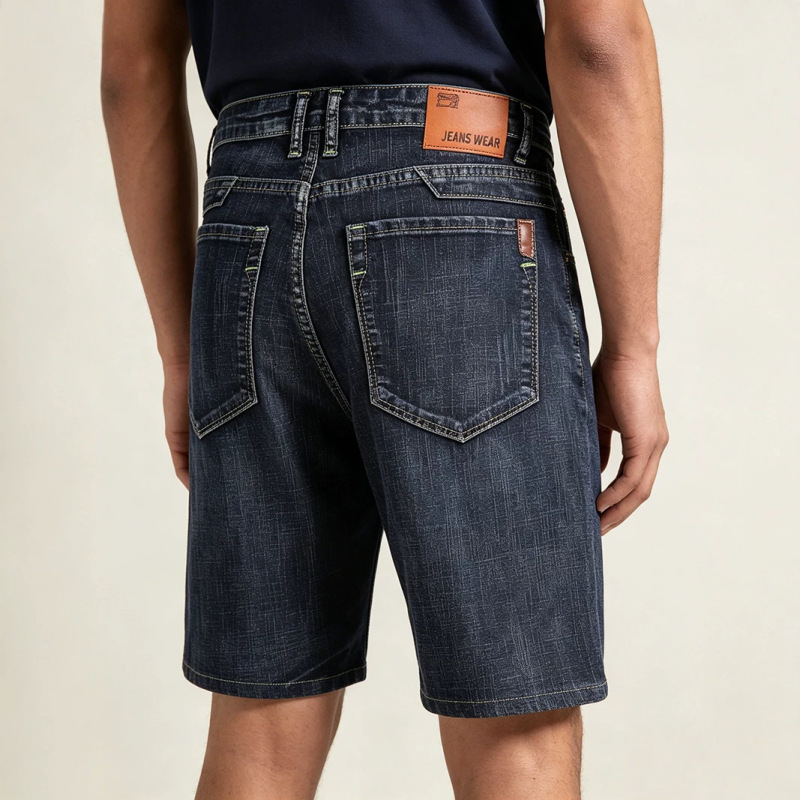 Summer New Men's Denim Shorts, Thin, Stretchy, Breathable, Men's 5-Point Pants, Straight-Leg, Plus-Size, Big-Size Jeans