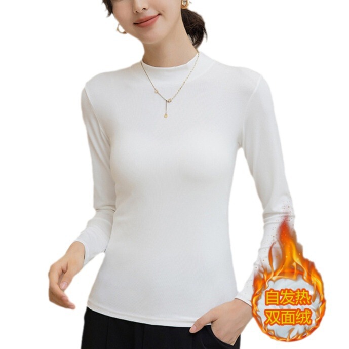 De velvet warm solid color long sleeve turtleneck autumn and winter women's undershirt simple style slim fit all-matching top