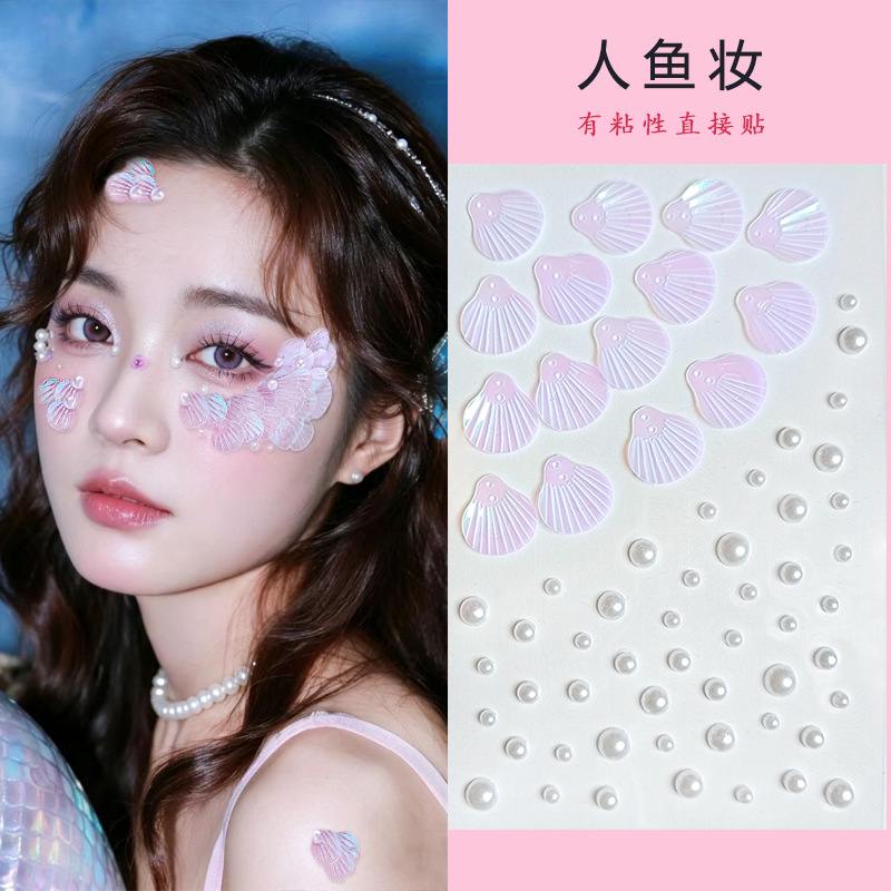 Parche de maquillaje de imitación de celebridades de Internet Parche de diamante Parche de diamante de mariposa Parche de diamante de imitación Parche de cara Parche de lágrima Parche de perlas de ojo Parche de diamante intermitente