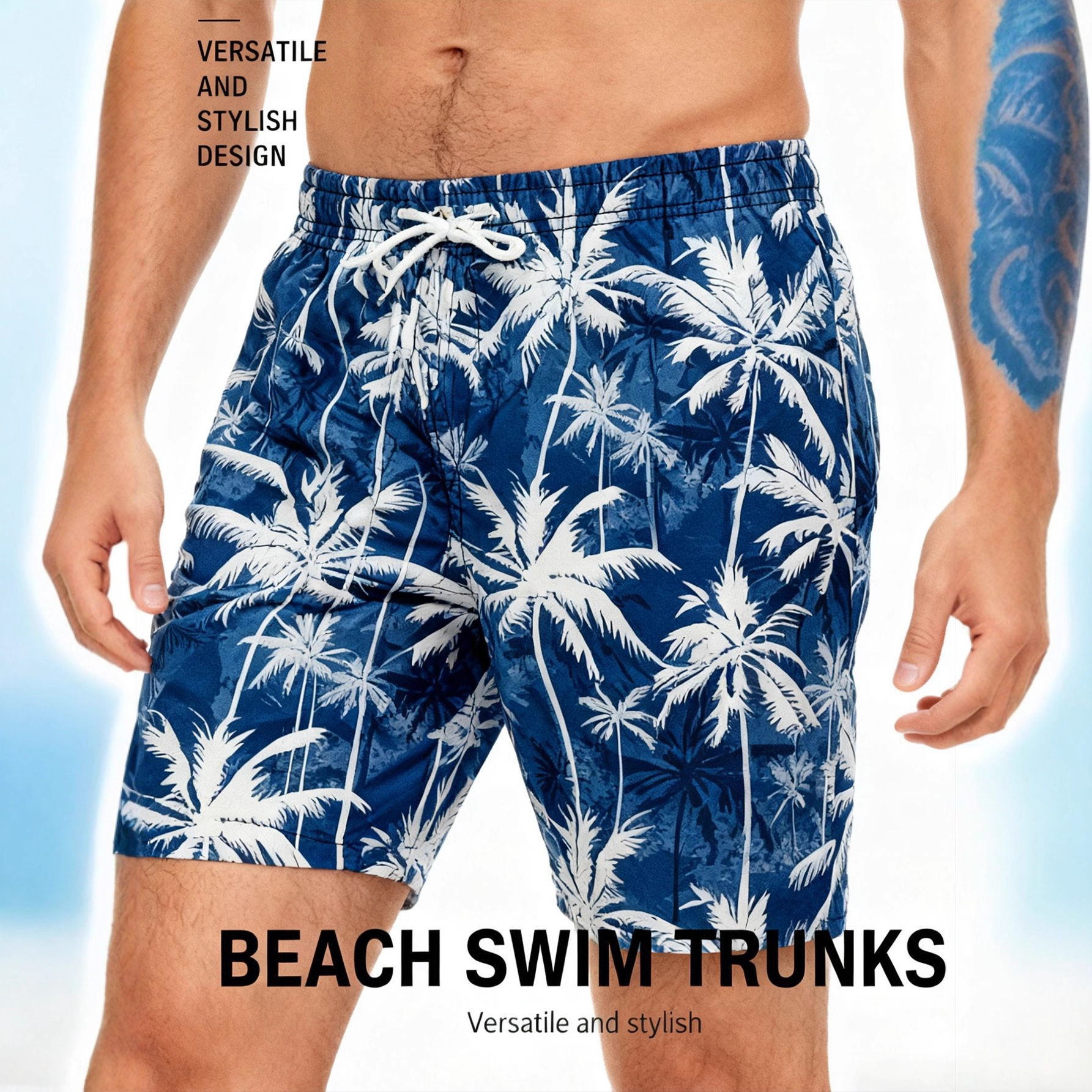 Skateboarding and Surfing Shorts, Fitness Muscle Men's Fashion Shorts, Four-Way Stretch Beach Men's Shorts, Loose Mid-Length Shorts