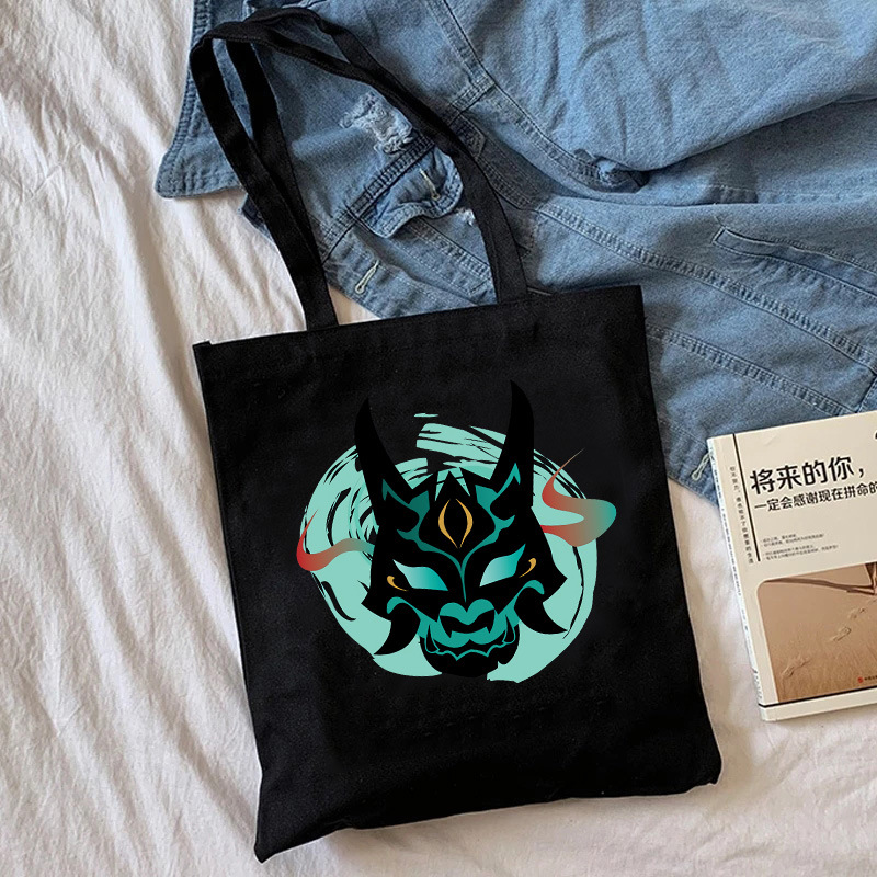 Comercio exterior transfronterizo Genshin Impacto Y2K impresión bolsa de lona Harajuku bolsa de hombro bolsa de moda bolsa de compras