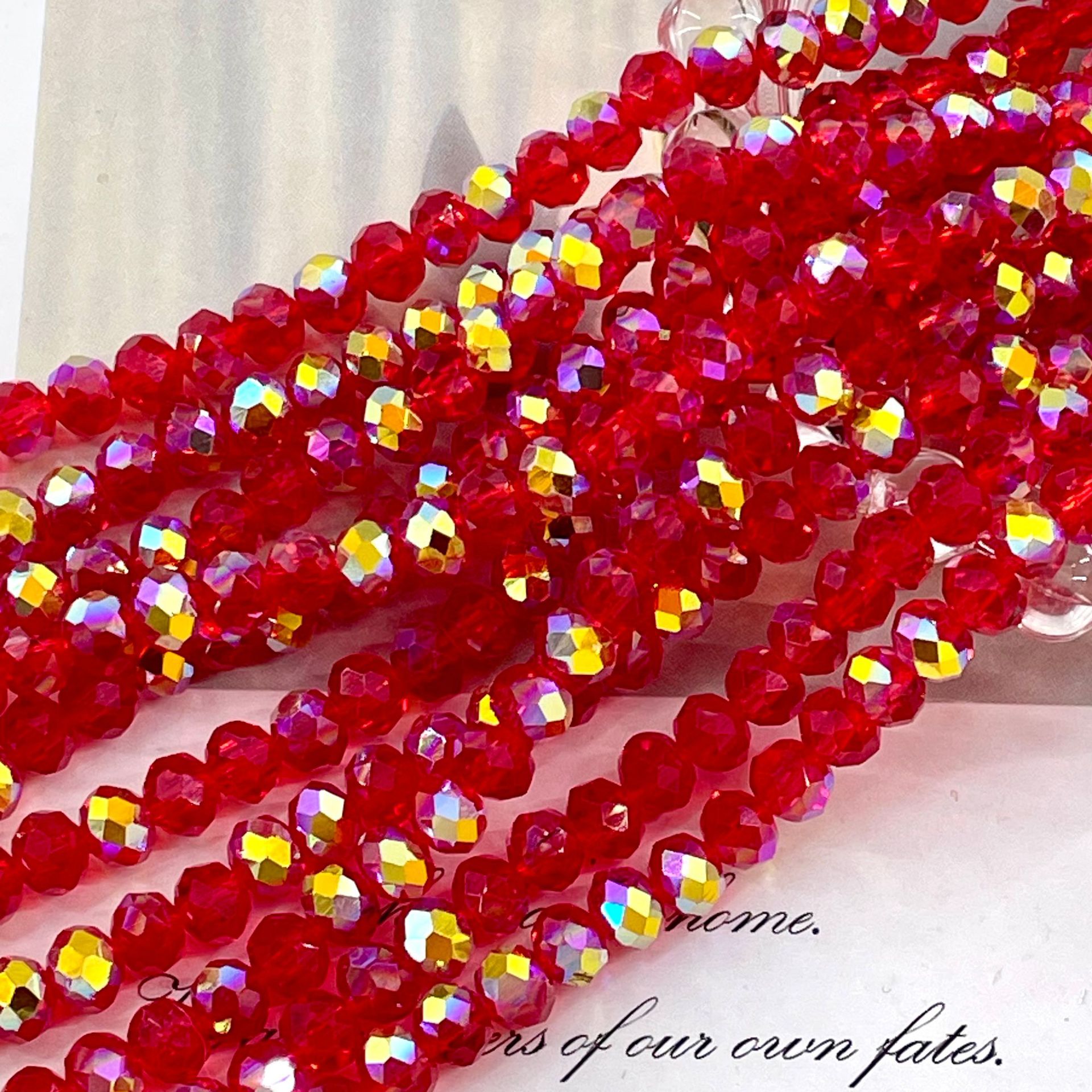 Cuentas de cristal planas y redondas de 4/6/8 mm, cuentas de cristal brillantes hechas a mano para joyería DIY, cuentas sueltas para collar y pulsera